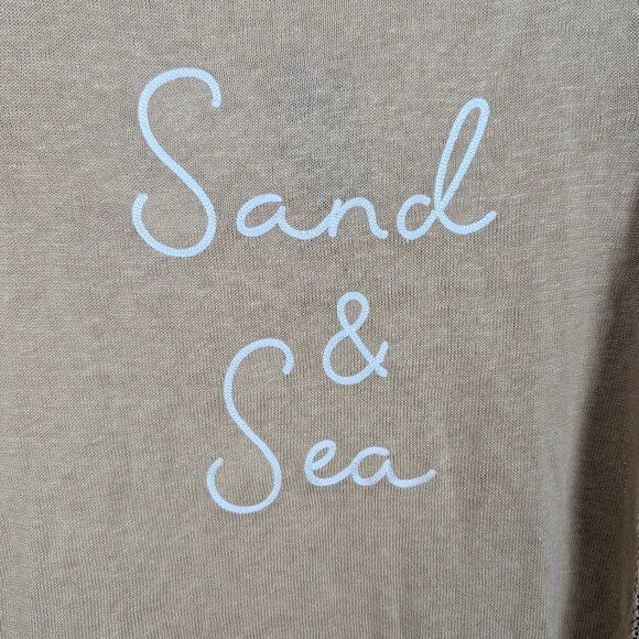 J.Jill | Beige Tan Sand & Sea Coastal Embroidered Sweater Size Medium Petite - Picture 5 of 10